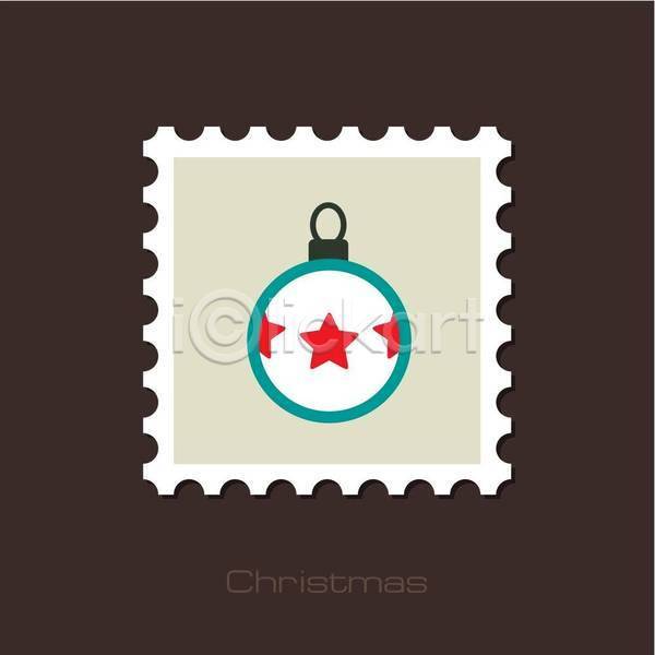 사람없음 EPS 일러스트 해외이미지 디자인 별 오너먼트 우표 크리스마스장식