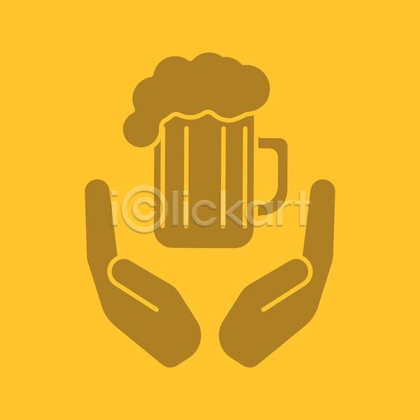 사람없음 EPS 일러스트 해외이미지 노란색 디자인 맥주 맥주잔 손모양