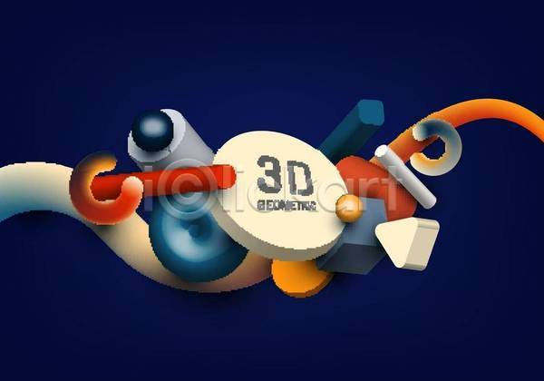 사람없음 3D EPS 일러스트 해외이미지 공 그래픽 기하학 남색 백그라운드 원형 지오메트릭 추상 큐브