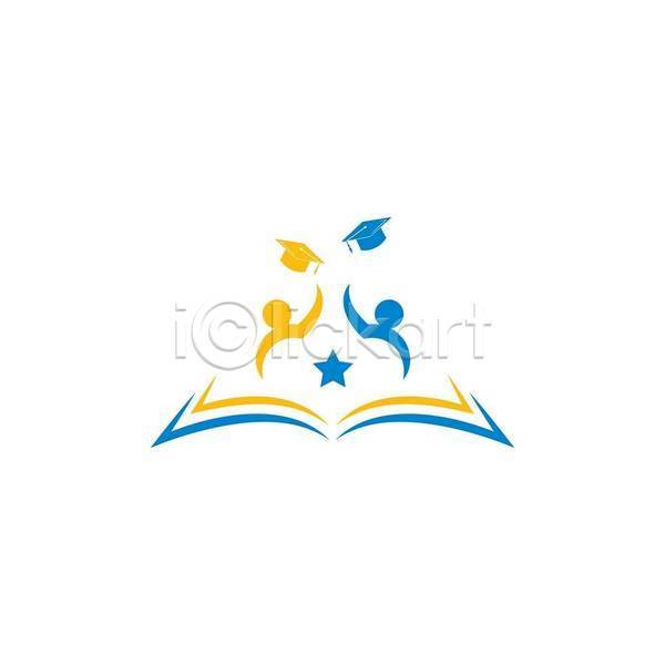 사람모양 사람없음 EPS 아이콘 해외이미지 교육 노란색 던지기 별 심볼 졸업 책 컨셉 파란색 학사모 학생