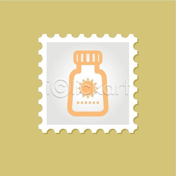 사람없음 EPS 아이콘 일러스트 해외이미지 디자인 선크림 우표 태양
