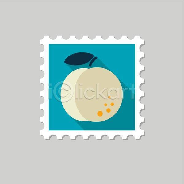사람없음 EPS 아이콘 일러스트 해외이미지 디자인 복숭아 우표