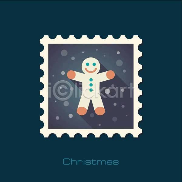 사람없음 EPS 일러스트 해외이미지 디자인 우표 진저맨 크리스마스 크리스마스장식
