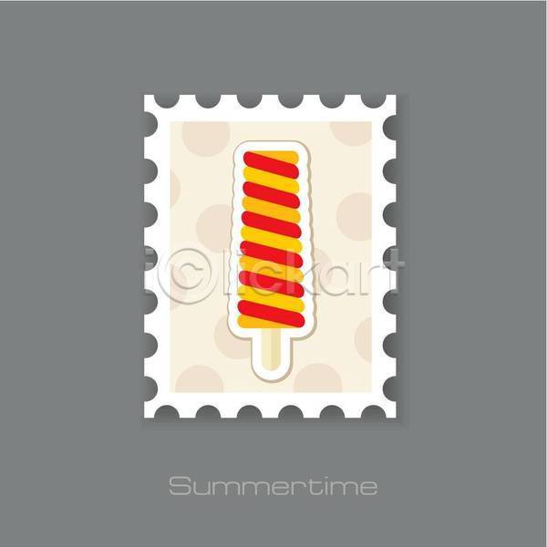 사람없음 EPS 일러스트 해외이미지 디자인 물방울무늬 아이스크림 여름(계절) 여름음식 우표