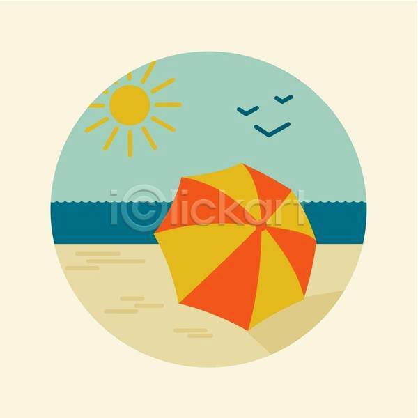 사람없음 EPS 아이콘 일러스트 해외이미지 갈매기 여름(계절) 태양 파라솔 해변