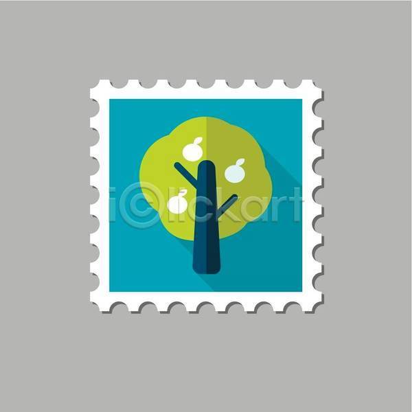 사람없음 EPS 아이콘 일러스트 해외이미지 과일 과일나무 나무 디자인 우표