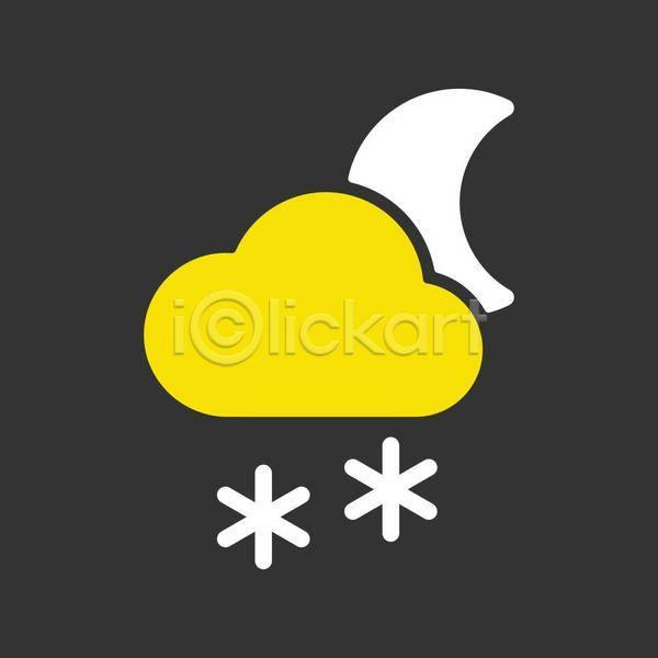사람없음 EPS 아이콘 일러스트 해외이미지 검은색 구름(자연) 날씨 노란색 눈(날씨) 눈송이 달 야간 흰색