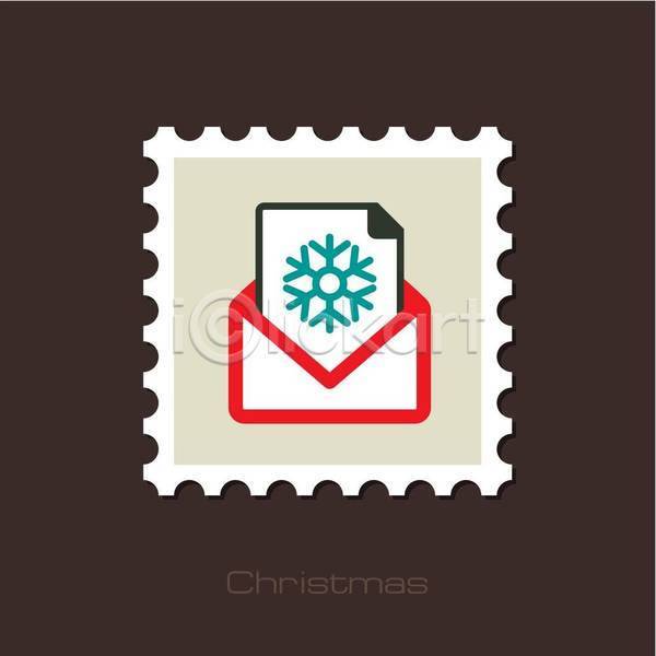 사람없음 EPS 일러스트 해외이미지 눈송이 디자인 우표 크리스마스 크리스마스카드 편지 편지봉투