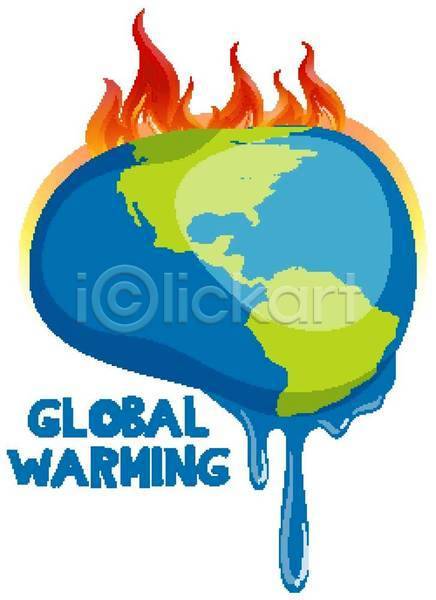 뜨거움 위험 지구온난화 사람없음 EPS 일러스트 해외이미지 기온상승 녹음(녹이기) 불 지구 클립아트