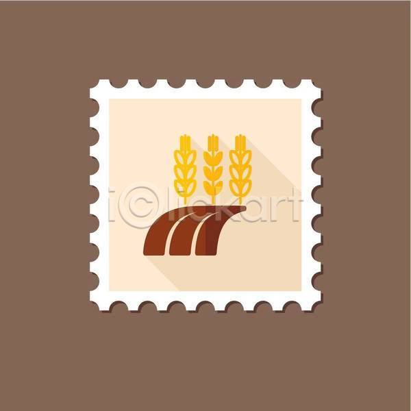 사람없음 EPS 일러스트 해외이미지 갈색 밀 밀밭 베이지색 우표