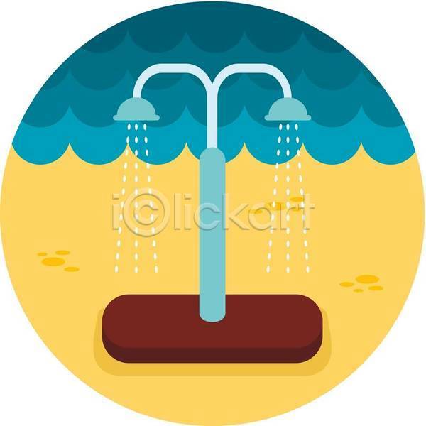 사람없음 EPS 아이콘 일러스트 해외이미지 샤워기 샤워부스 샤워시설 여름(계절) 해변