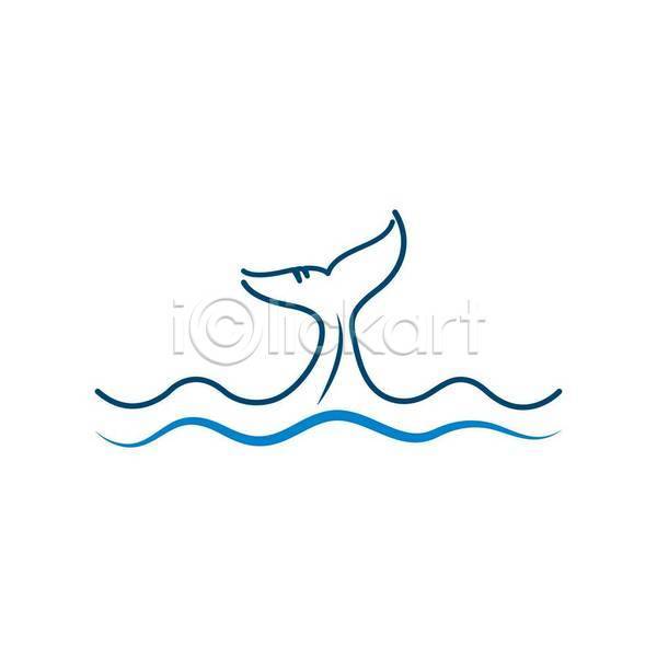 사람없음 EPS 일러스트 해외이미지 고래 꼬리 라인아트 물결 물결무늬 파란색