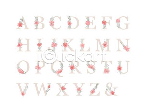 사람없음 EPS 일러스트 해외이미지 꽃 디자인 분홍색 세트 알파벳 타이포그라피