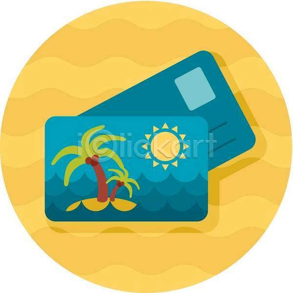 사람없음 EPS 아이콘 일러스트 해외이미지 노란색 바다 섬 야자수 여름(계절) 엽서 카드(감사) 태양