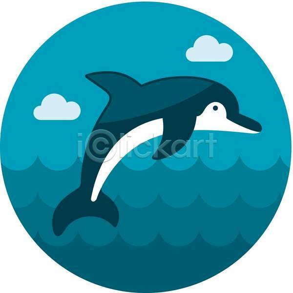 사람없음 EPS 아이콘 일러스트 해외이미지 돌고래 바다 여름(계절) 파란색 한마리