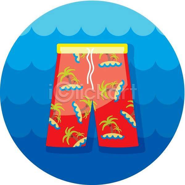 사람없음 EPS 아이콘 일러스트 해외이미지 반바지 수영복 여름(계절) 파란색 하와이안