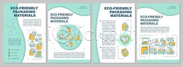 사람없음 EPS 일러스트 해외이미지 디자인 레이아웃 민트색 보고서 비즈니스 세트 에코 제안서 친환경 팜플렛 포장소품 포장용기