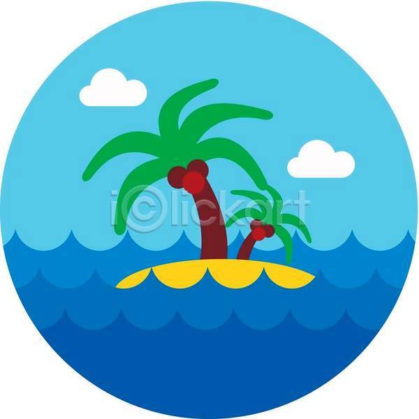 사람없음 EPS 아이콘 일러스트 해외이미지 구름(자연) 바다 섬 야자수 여름(계절) 파란색