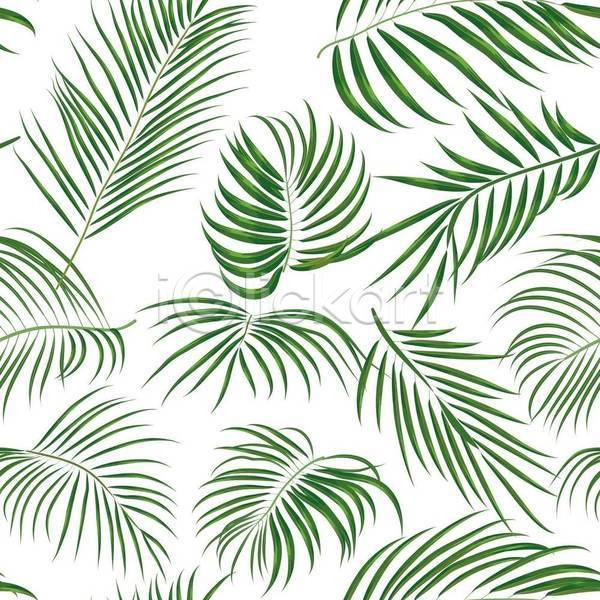 시원함 사람없음 EPS 일러스트 해외이미지 백그라운드 보테니컬아트 여름(계절) 열대잎 줄기 초록색 패턴 패턴백그라운드 흰색