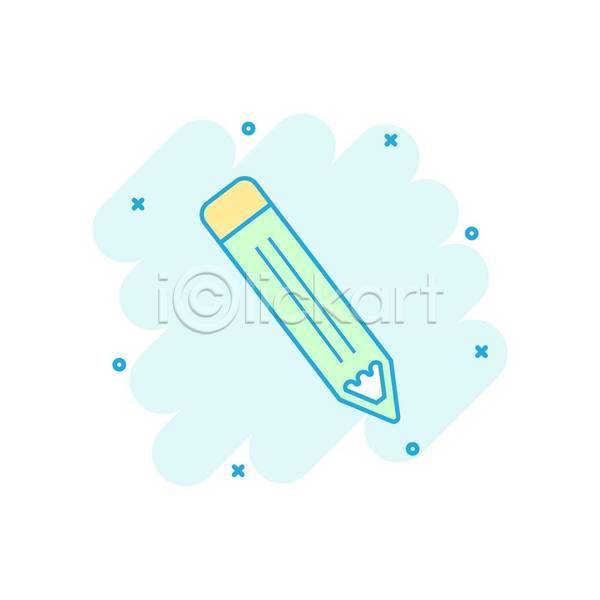 사람없음 EPS 아이콘 일러스트 해외이미지 민트색 연필