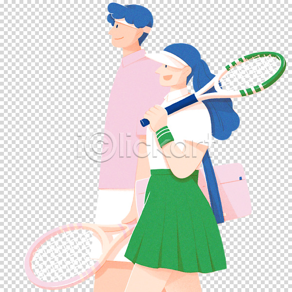 남자 두명 성인 성인만 여자 PNG 편집이미지 가방 누끼 들기 머리띠 상반신 스포츠 썬캡 커플 테니스 테니스라켓 테니스복 편집 편집소스