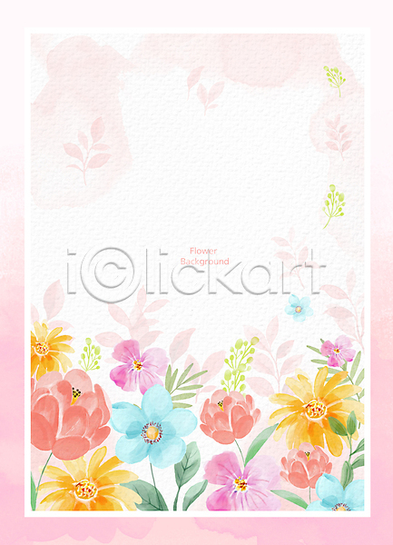 사람없음 PSD 일러스트 꽃백그라운드 들꽃 백그라운드 봄꽃 분홍색 수채화(물감) 야생꽃 카피스페이스