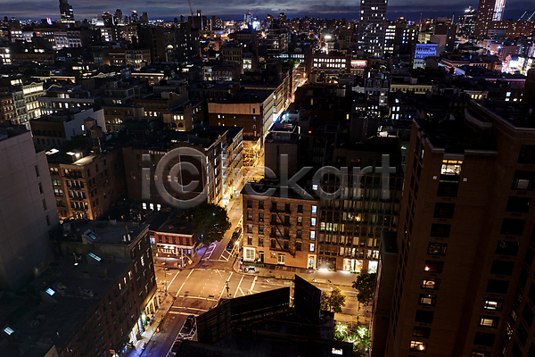 사람없음 JPG 포토 가로등 뉴욕 도로 도시 도시풍경 야간 야경 야외 옥상 해외풍경