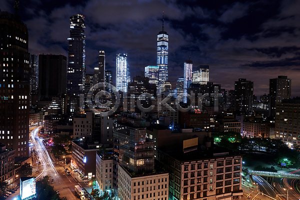 사람없음 JPG 포토 건물 고층빌딩 뉴욕 도로 도시 도시풍경 야간 야경 야외 해외풍경
