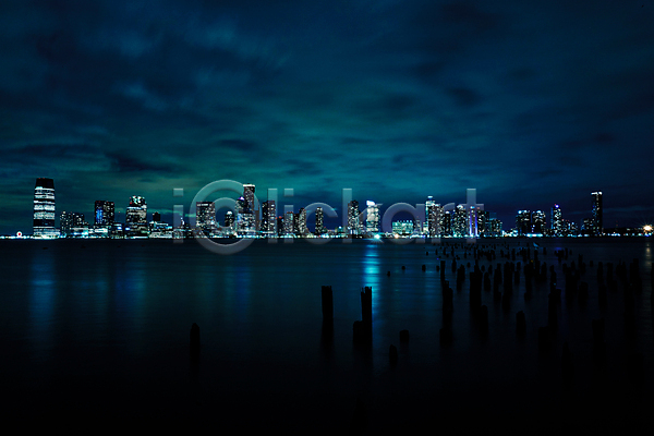 사람없음 JPG 장노출 포토 고층빌딩 뉴욕 야간 야경 야외 어둠 해외풍경 허드슨강 흐림