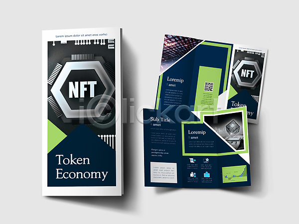 사람없음 INDD 인디자인 템플릿 3단접지 NFT QR코드 가상화폐 경제 그래프 금융 남색 내지 디지털산업 리플렛 블록체인 육각형 정사각형 큐브 토큰 팜플렛 표지 표지디자인
