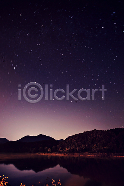 사람없음 JPG 포토 강원도 궤적 반사 밤하늘 별 별자리 산등성이 숲 야간 야경 야외 호수