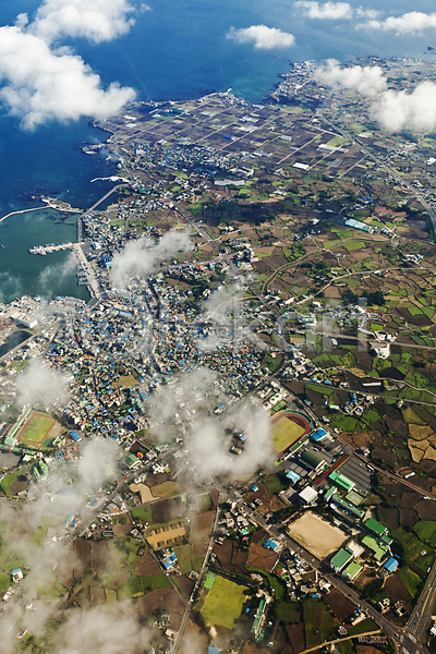 사람없음 JPG 포토 항공촬영 건물 구름(자연) 농경지 마을 바다 섬 야외 제주도 주간