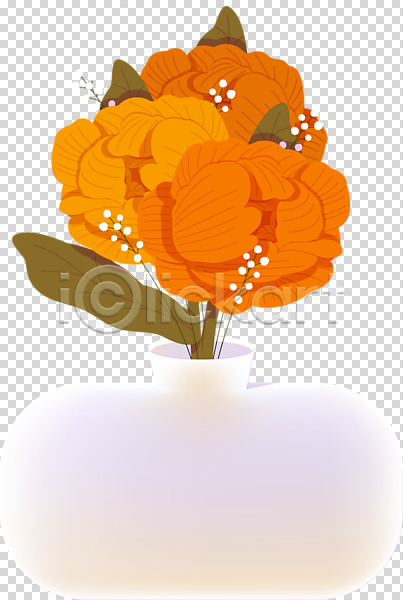 사람없음 PNG 편집이미지 가을(계절) 꽃 꽃병 누끼 식물 오브제 오브젝트 주황색 편집 편집소스 플랜테리어 흰색