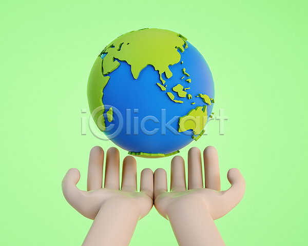 신체부위 3D PSD 디지털합성 편집이미지 글로벌 떠있는 손 손모으기 손짓 지구 지구본 초록색 편집 편집소스