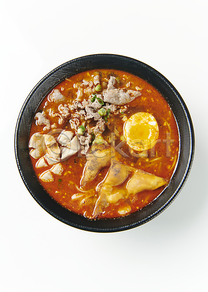 사람없음 JPG 포토 하이앵글 계란 그릇 동남아음식 똠얌쌀국수 로컬푸드 실내 쌀국수 태국음식 흰배경