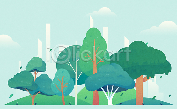 사람없음 AI(파일형식) 일러스트 건물 공원 구름(자연) 나무 나뭇잎 도시 동산 빌딩 자연 조경수 조경식물 초록색 풍경(경치) 하늘 하늘색