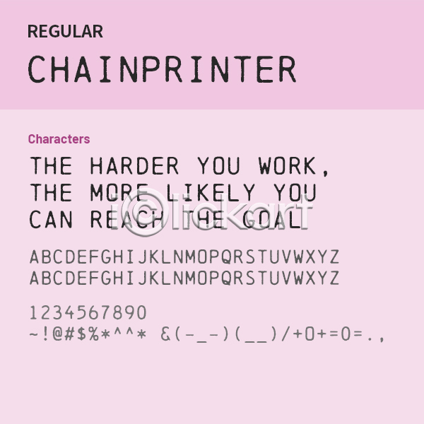 사람없음 OTF 설치폰트 Typodermic(서체) chainprinter(서체) 낱개폰트 디자인서체 레귤러체 알파벳 영문폰트 영어 타자체 폰트
