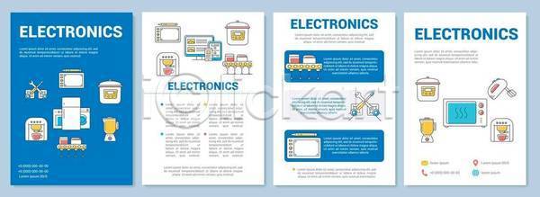사람없음 EPS 일러스트 해외이미지 거품기 냉장고 디자인 레이아웃 믹서 밥솥 세트 전자 전자레인지 전자산업 전자제품 파란색 팜플렛