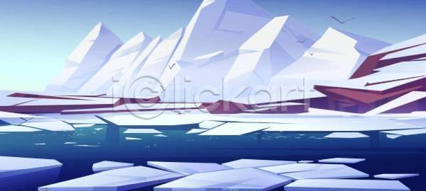 사람없음 EPS 일러스트 해외이미지 바다 백그라운드 북극 빙산 빙하 섬 얼음 와이드컷 파란색 풍경(경치) 흰색