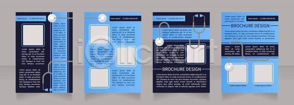 사람없음 EPS 일러스트 해외이미지 디자인 레이아웃 문서 비즈니스 사각형 세트 의학 자료 청진기 텍스트 파란색 팜플렛 포스터