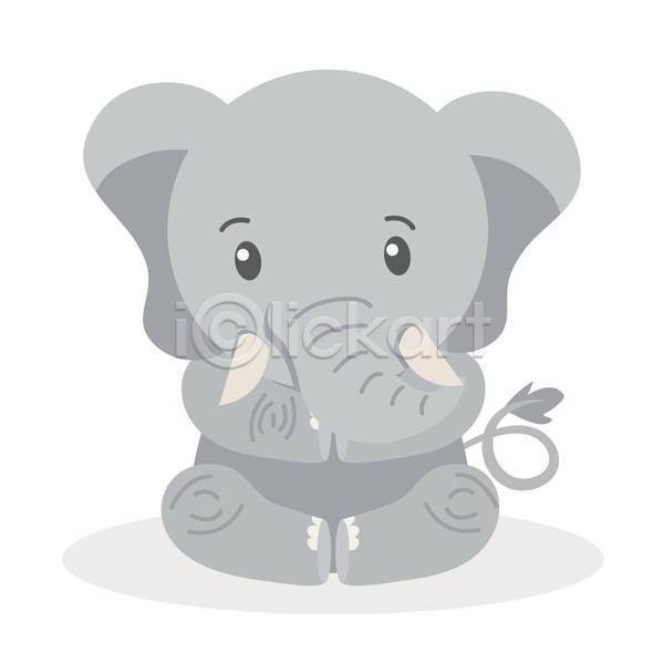귀여움 사람없음 EPS 일러스트 해외이미지 만화 코끼리 코끼리캐릭터 회색