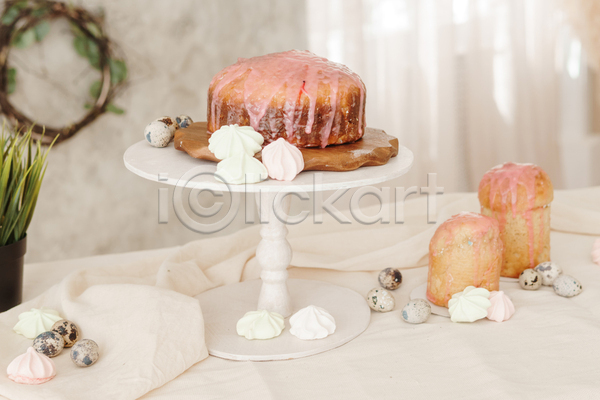 우아함 사람없음 JPG 포토 해외이미지 기독교 머랭쿠키 머핀 메추리알 부활절 식탁보 천(직물) 커튼 케이크 케이크스탠드 흰색