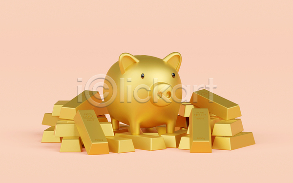사람없음 3D JPG 포토 해외이미지 경제 금괴 금융 돼지저금통 재산 황금