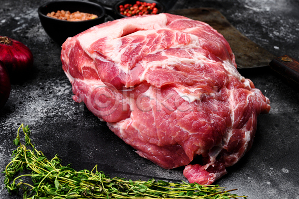 사람없음 JPG 포토 해외이미지 돼지고기 백리향 생고기 식재료