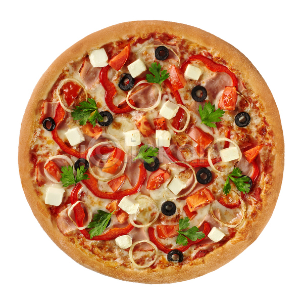 사람없음 JPG 포토 하이앵글 해외이미지 실내 콤비네이션피자 패스트푸드 피자 흰배경