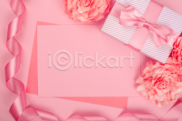 사람없음 JPG 포토 해외이미지 꽃 리본 분홍색 선물상자 카피스페이스 편지