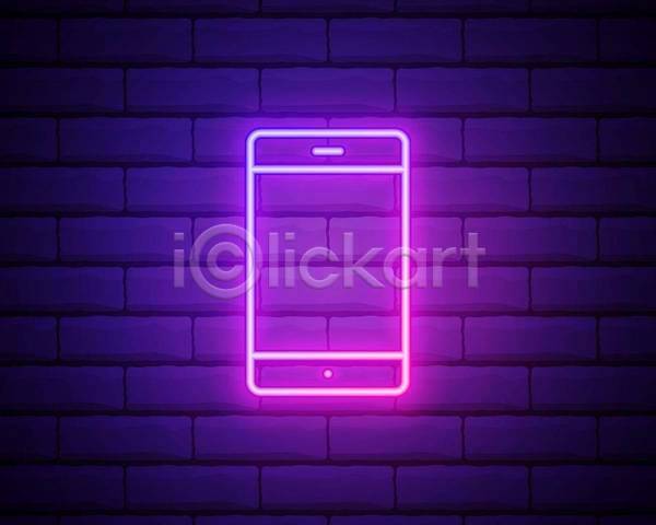 사람없음 EPS 아이콘 일러스트 해외이미지 네온 네온아트 벽 보라색 빛 스마트폰