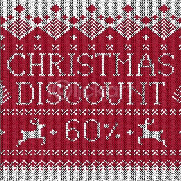 따뜻함 사람없음 EPS 일러스트 해외이미지 디자인 뜨개질 백그라운드 빨간색 사슴 세일 직물 질감 크리스마스 흰색