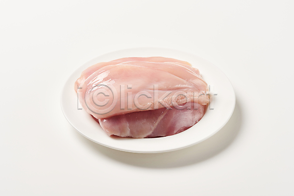 사람없음 JPG 포토 닭가슴살 닭고기 부위 생고기 식재료 실내 쌓기 접시 흰배경