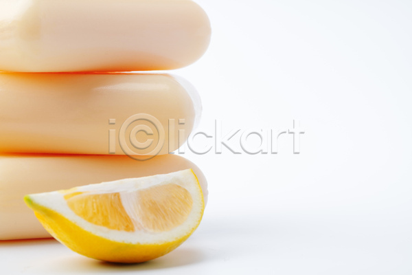 사람없음 JPG 포토 해외이미지 고체 돌봄 레몬 비누 오브젝트 위생관리 청결 흰배경